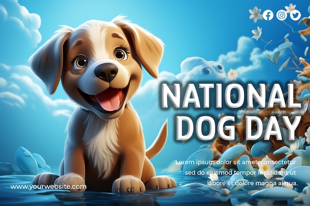 PSD Плакат с национальным днем собаки