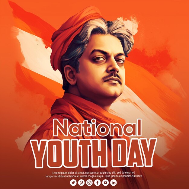 Happy national youth day background psd