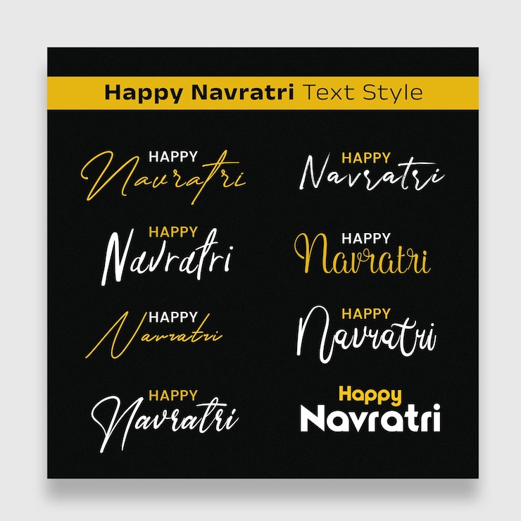 PSD happy navratri text style social media post