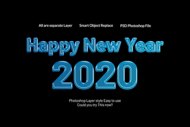 Happy new year 2020 creative modern 3d candy text style effect