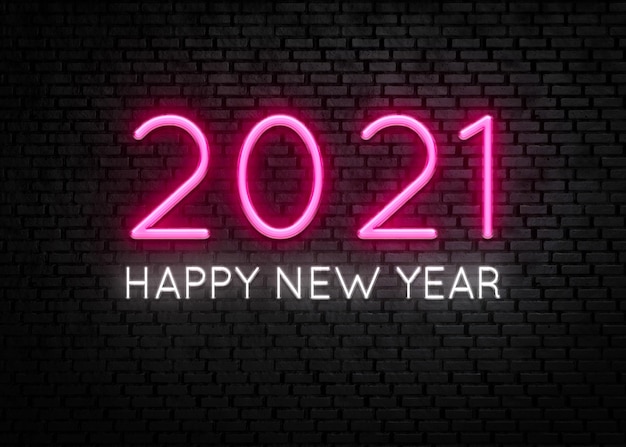 Felice anno nuovo 2021 luce al neon