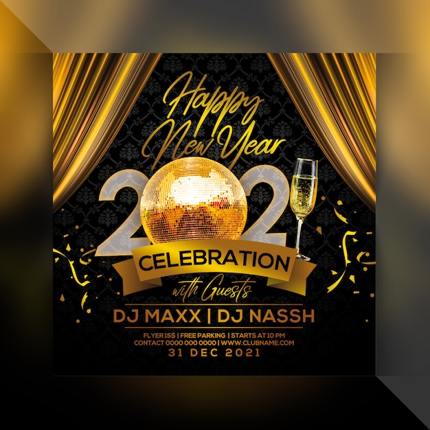 Happy new year 2021 party flyer