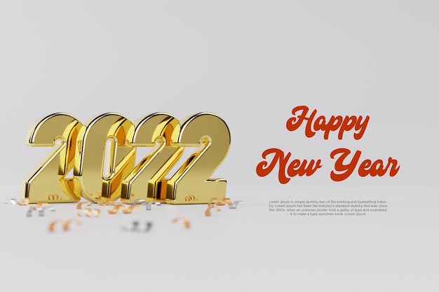 Felice anno nuovo 2022 2022 anno nuovo banner 3d rendering illustrazione