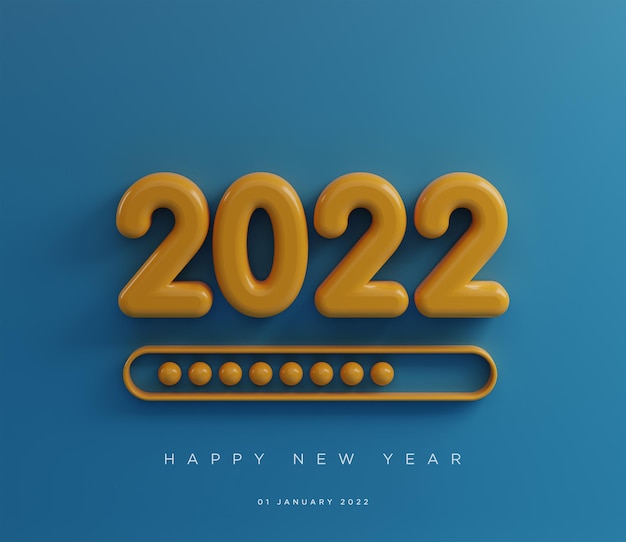 Happy new year 2022 2022 New Year banner 3d render illustration