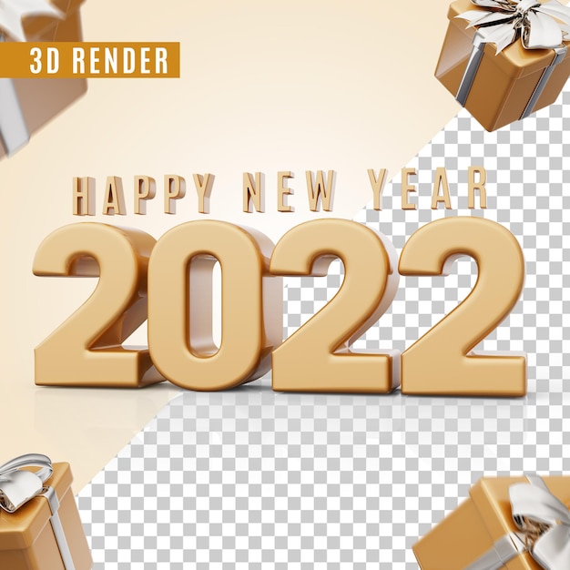 Happy new year 2022 3d render