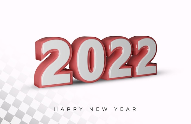 Happy new year 2022 bold number high quality 3d text effect