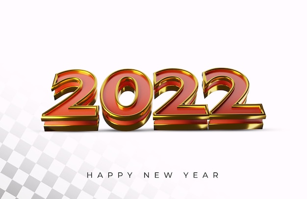 Happy new year 2022 bold number high quality 3d text effect 