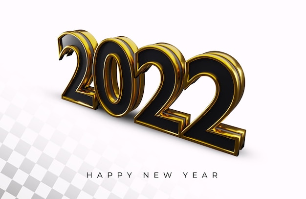 Happy new year 2022 bold number high quality 3d text effect