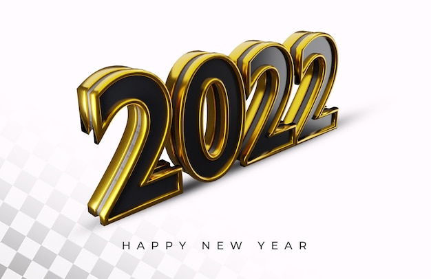 Happy new year 2022 bold number high quality 3d text effect