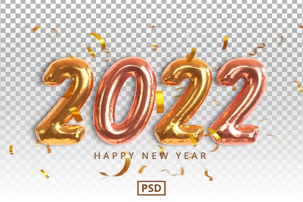 Happy new year 2022 gold text effect with confetti