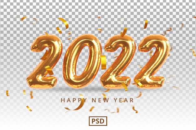 Happy new year 2022 gold text effect with confetti