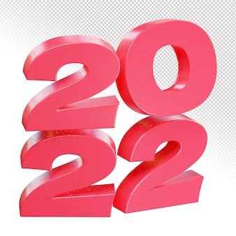 Felice anno nuovo 2022 lettere in grassetto rosa rendering di alta qualità isolato