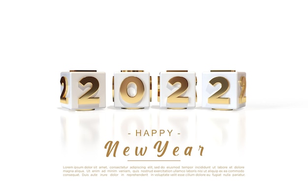 Happy new year 2022 with 3d rendering background