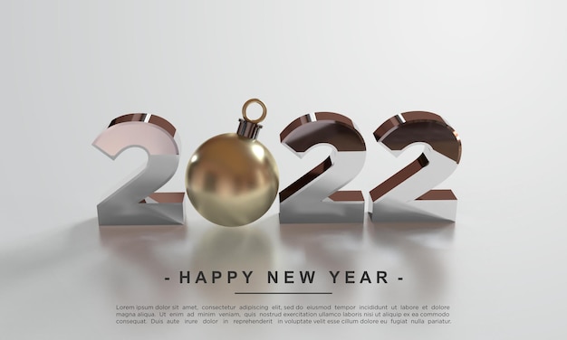 PSD happy new year 2022 with 3d rendering background