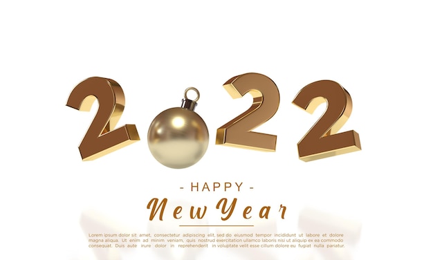 Felice anno nuovo 2022 con sfondo di rendering 3d