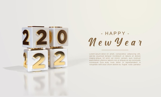 Happy new year 2022 with 3d rendering