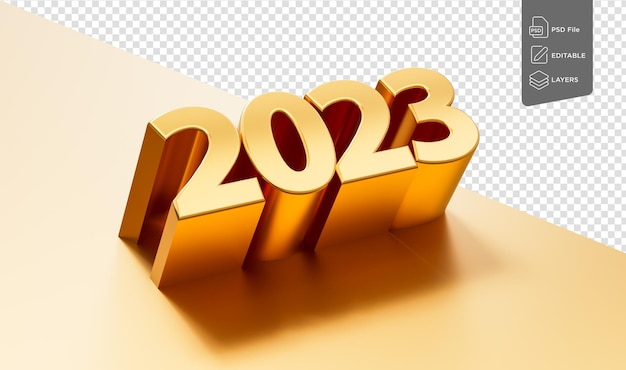 Happy New Year 2023 2023 Gold 3d Letters Isolated On Golden Background 3d Illustration