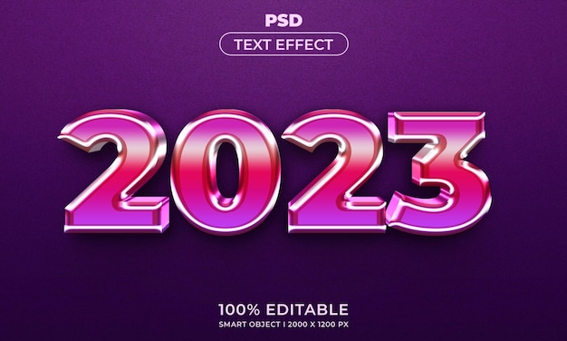 Happy new year 2023 3d editable text effect premium psd with background