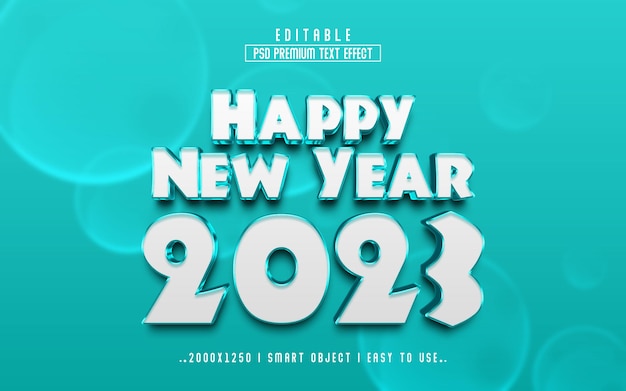 Happy new year 2023 3d editable text effect premium text effect psd