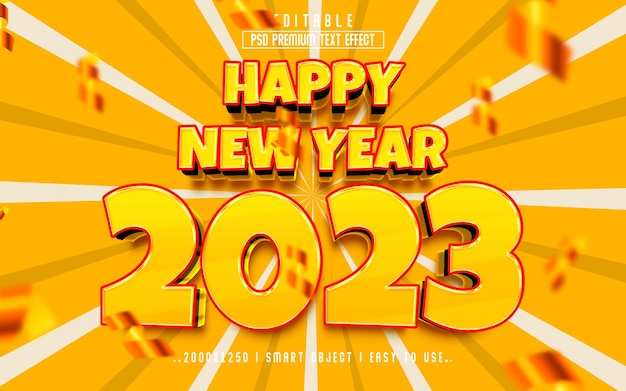 Happy new year 2023 3d editable text effect style