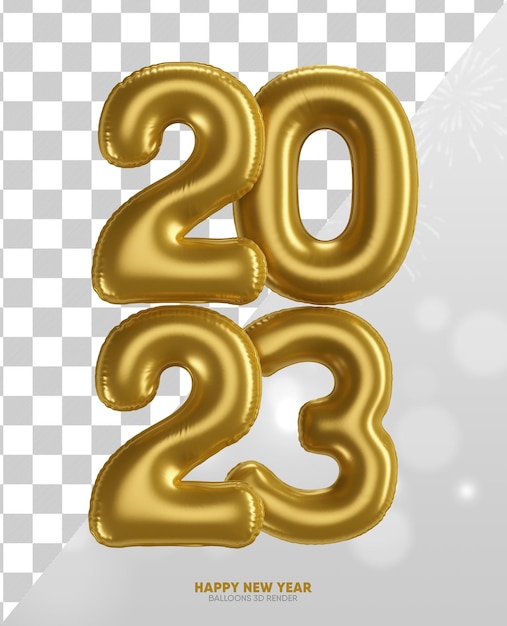 happy new year 2023 3d metallic balloons