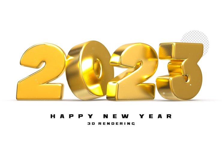 PSD happy new year 2023 3d number