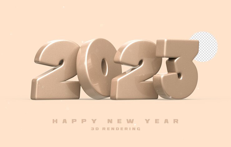PSD happy new year 2023 3d number
