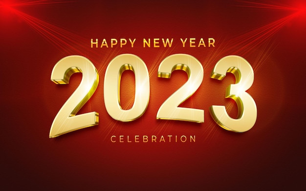 Happy new year 2023 3D style PSD text effect template