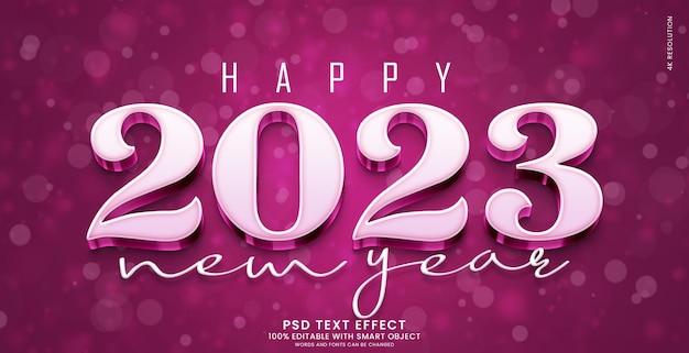 Happy new year 2023 3d text effect template