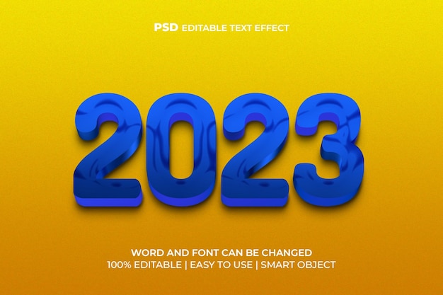 PSD happy new year 2023 3d text effect