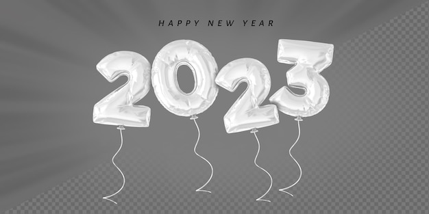 Felice anno nuovo 2023 numero di palloncini