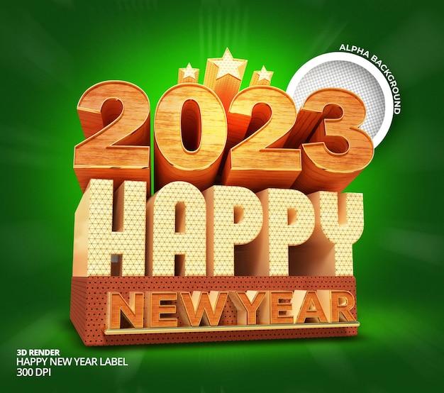 PSD felice anno nuovo 2023 e natale con banner per etichette di rendering 3d o modello di post