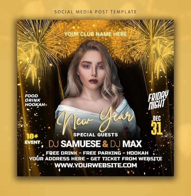 Happy New Year 2023 flyer template