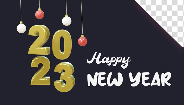 Happy new year 2023 gold text banner design template