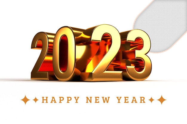 Happy new year 2023 golden 3d numbers