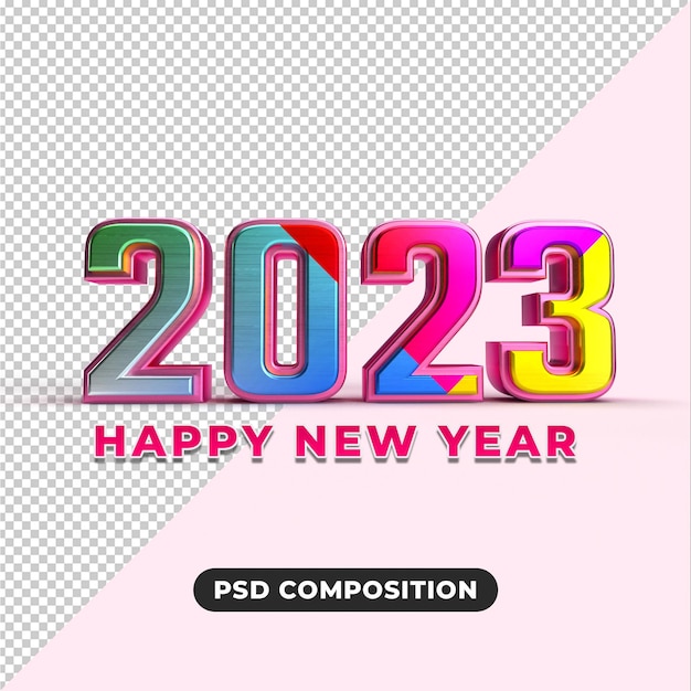 Happy new year 2023  golden and gold effect 3d render