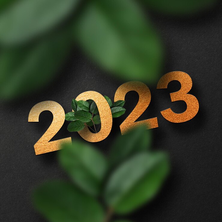 PSD happy new year 2023 greeting new year banner with numbers date 2023