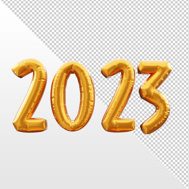 С новым 2023 годом в золотом 3d-рендеринге с прозрачным фоном