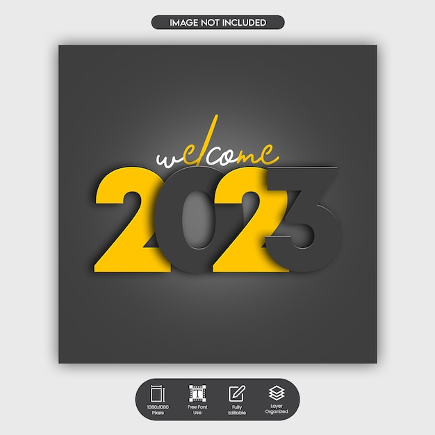 PSD happy new year 2023 instagram posts social media post and web banner design