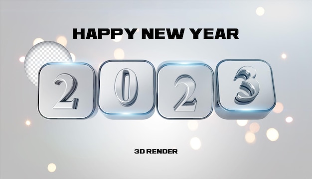 PSD happy new year 2023 number 2023 gold 3d banner