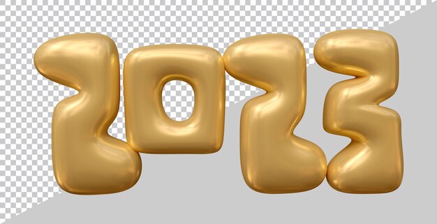 Felice anno nuovo 2023 numero con stile moderno 3d