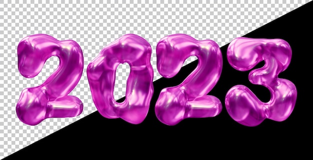 Happy new year 2023 number with 3d modern style