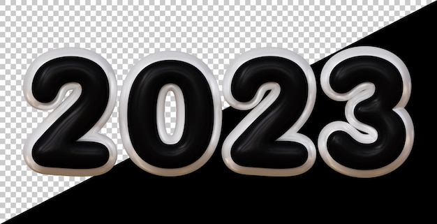 Felice anno nuovo 2023 numero con stile moderno 3d