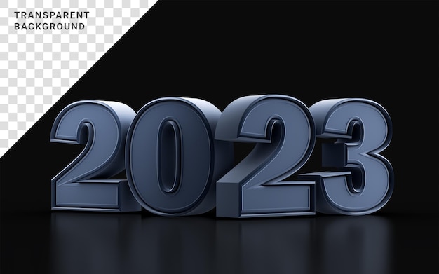 PSD С новым 2023 годом на темном фоне 3d концепция рендеринга для праздничного фестиваля