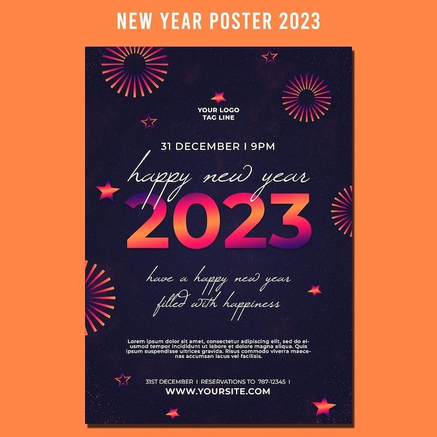 PSD happy new year 2023 poster tamplate