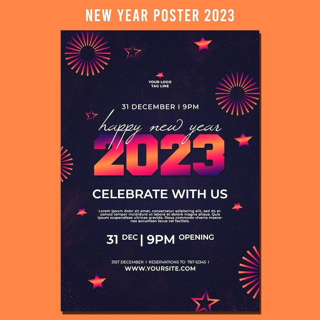 happy new year 2023 poster tamplate