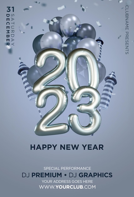 Happy new year 2023 social media promotion or invitation