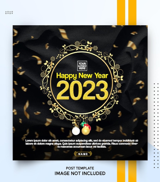 happy new year 2023 social post and banner psd template .