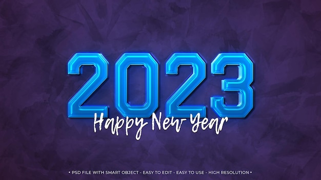 Happy new year 2023 with 3d text effect editable text style