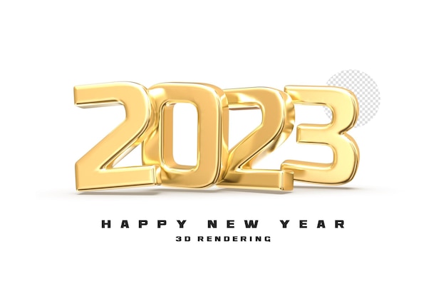 バナー ポスターの背景の黄金の 3 d レンダリング コンセプトと新年あけましておめでとうございます 2023